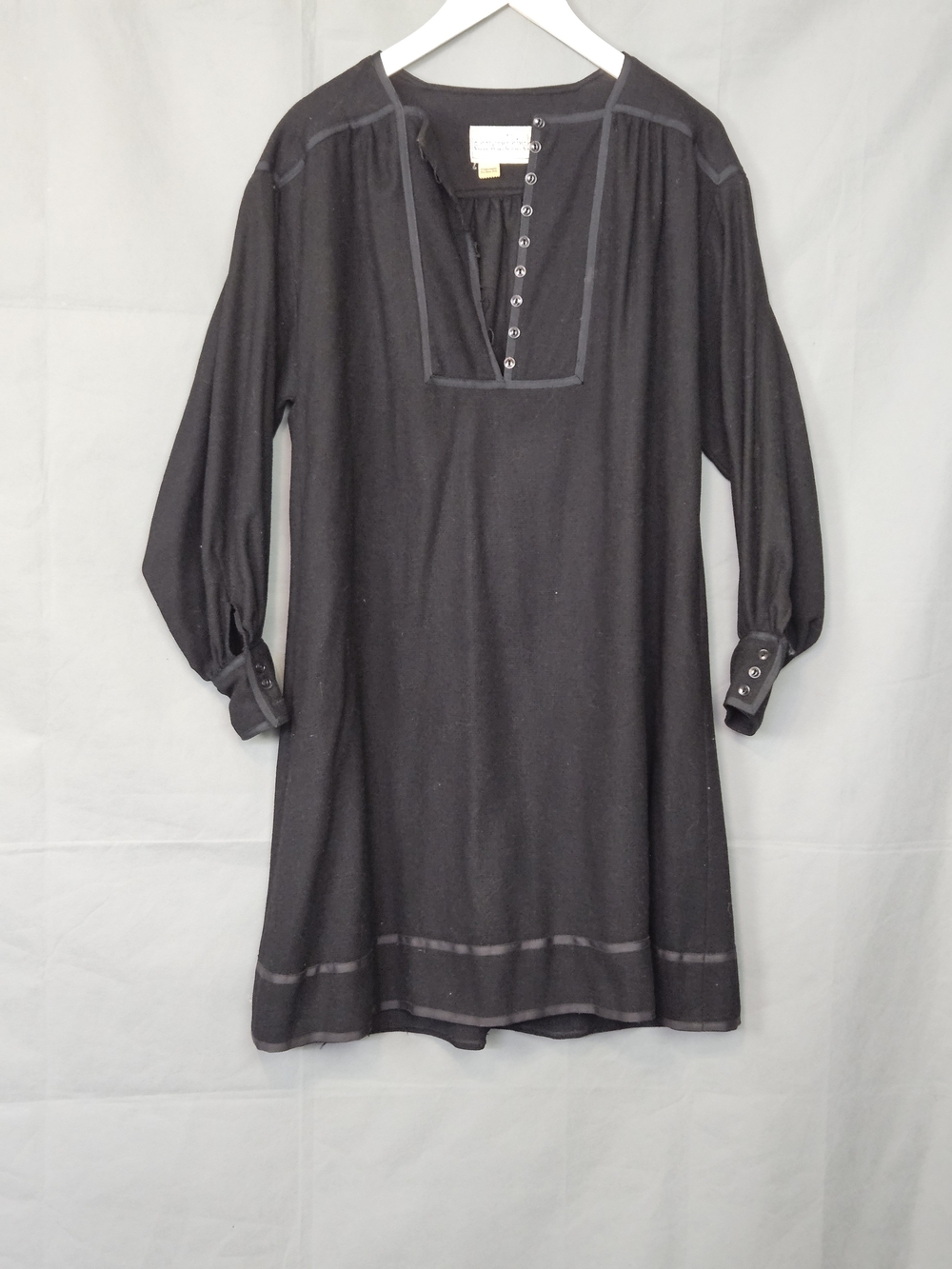 Vintage Wool Black Russian Button-Front Women’s Dress